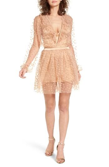 Women's For Love & Lemons All That Glitter Minidress - Beige