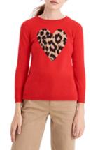 Women's J. Crew Leopard Heart Everyday Cashmere Sweater, Size - Red