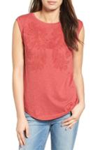 Women's Caslon Embroidered Slub Knit Tank - Red