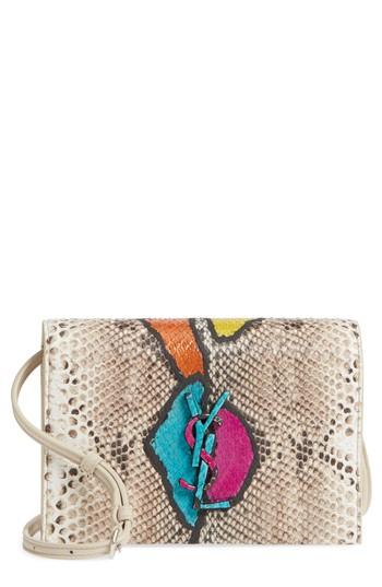 Women's Saint Laurent Toy Kate Genuine Python Shoulder Bag - Beige