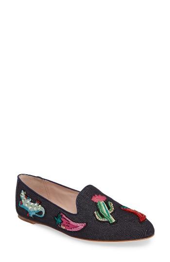 Women's Kate Spade New York Saville Embroidered Loafer .5 M - Blue