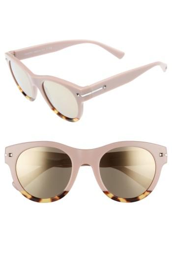 Women's Valentino 51mm Round Sunglasses - Pink/ Multi