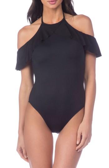 Women's La Blanca Island Goddess Cold Shoulder One-piece Swimsuit - Black
