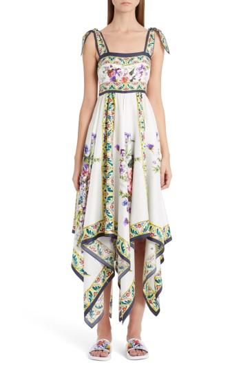 Women's Dolce & Gabbana Print Silk Handkerchief Hem Dress