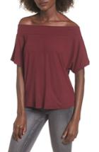 Women's Socialite Dolman Sleeve Off The Shoulder Tee - Burgundy