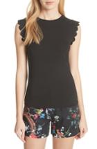 Women's Ted Baker London Scalloped Fitted Tee - Black