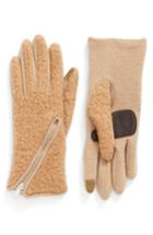 Women's Echo 'touch - Zip Boucle' Tech Gloves - Brown