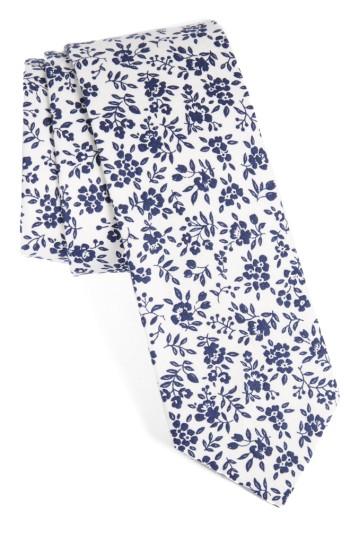 Men's 1901 Floral Cotton Tie, Size - White