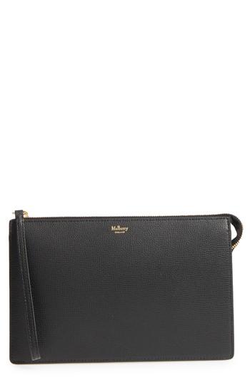 Mulberry Large Calfskin Leather Wristlet - Black