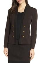 Women's Ming Wang Button Detail Knit Jacket - Brown
