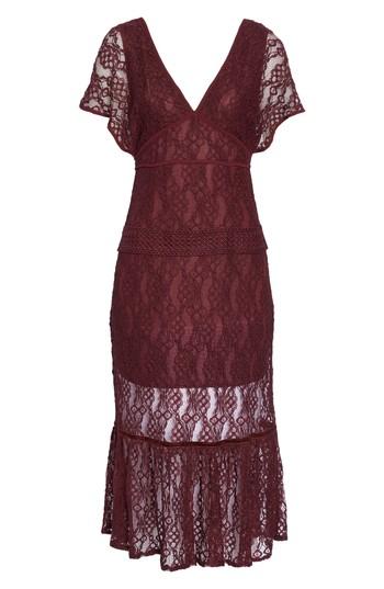 Women's Foxiedox Cecila Lace Midi Dress - Burgundy