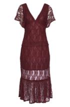 Women's Foxiedox Cecila Lace Midi Dress - Burgundy