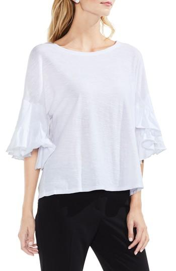 Women's Vince Camuto Drop Shoulder Tiered Ruffle Sleeve Top, Size - White
