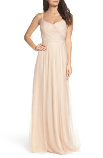 Women's Monique Lhuillier Bridesmaids Brooks Tulle Gown - Beige