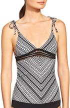 Women's Robin Piccone Avery Check Stripe Tankini Top - Black