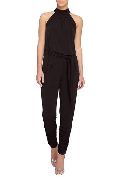 Women's Catherine Catherine Malandrino 'edie' Ruched Leg Jumpsuit - Black