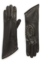 Women's Agnelle Eyelet Lambskin Leather Gloves .5 - Black