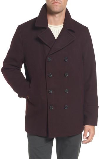 Men's Michael Kors Wool Blend Double Breasted Peacoat - Burgundy