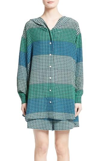 Women's Opening Ceremony Silk Foulard Hooded Top /small - Blue