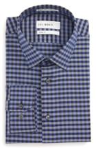 Men's Calibrate Trim Fit Stretch Non-iron Check Dress Shirt .5 34/35 - Blue