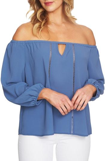 Women's Cece Off The Shoulder Keyhole Blouse - Blue