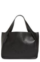 Stella Mccartney Medium Perforated Logo Faux Leather Tote - Black