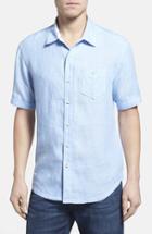 Men's Tommy Bahama 'party Breezer' Island Modern Fit Short Sleeve Linen Sport Shirt - Blue