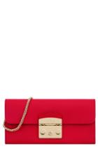 Women's Furla Metropolis Leather Wallet On A Chain - Red