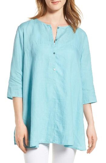 Women's Eileen Fisher A-line Organic Linen Tunic - Blue/green