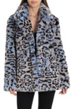Women's Avec Les Filles Animal Print Faux Fur Coat - Blue