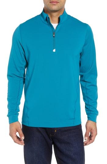 Men's Cutter & Buck Traverse Regular Fit Quarter Zip Pullover, Size - Blue