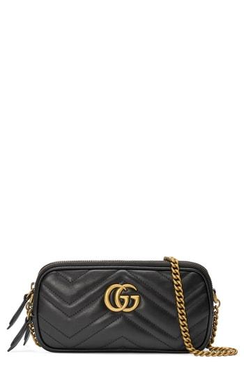 Gucci Marmont 2.0 Leather Crossbody Bag - Black