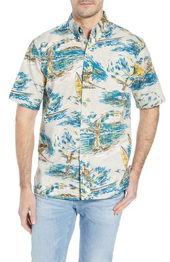 Men's Reyn Spooner Moana Medley Classic Fit Print Sport Shirt - White