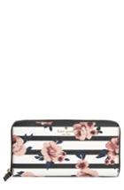 Women's Kate Spade New York Hyde Lane - Rose Stripe Lacey Zip Around Wallet - Black