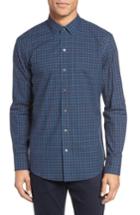 Men's Zachary Prell Adler Trim Fit Plaid Sport Shirt, Size - Blue