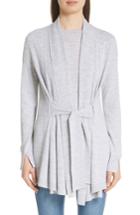Women's St. John Collection Shawl Collar Draped Jersey Cardigan, Size - Grey