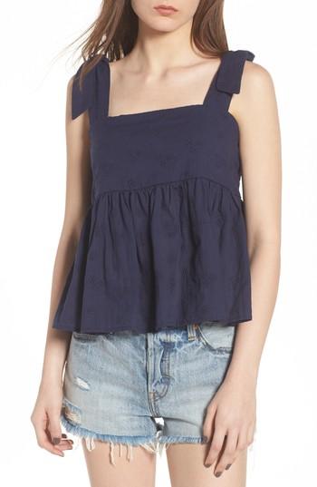 Women's Bp. Embroidered Peplum Tank - Blue