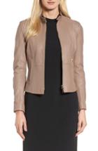 Women's Boss Sammonaie Leather Jacket R - Beige