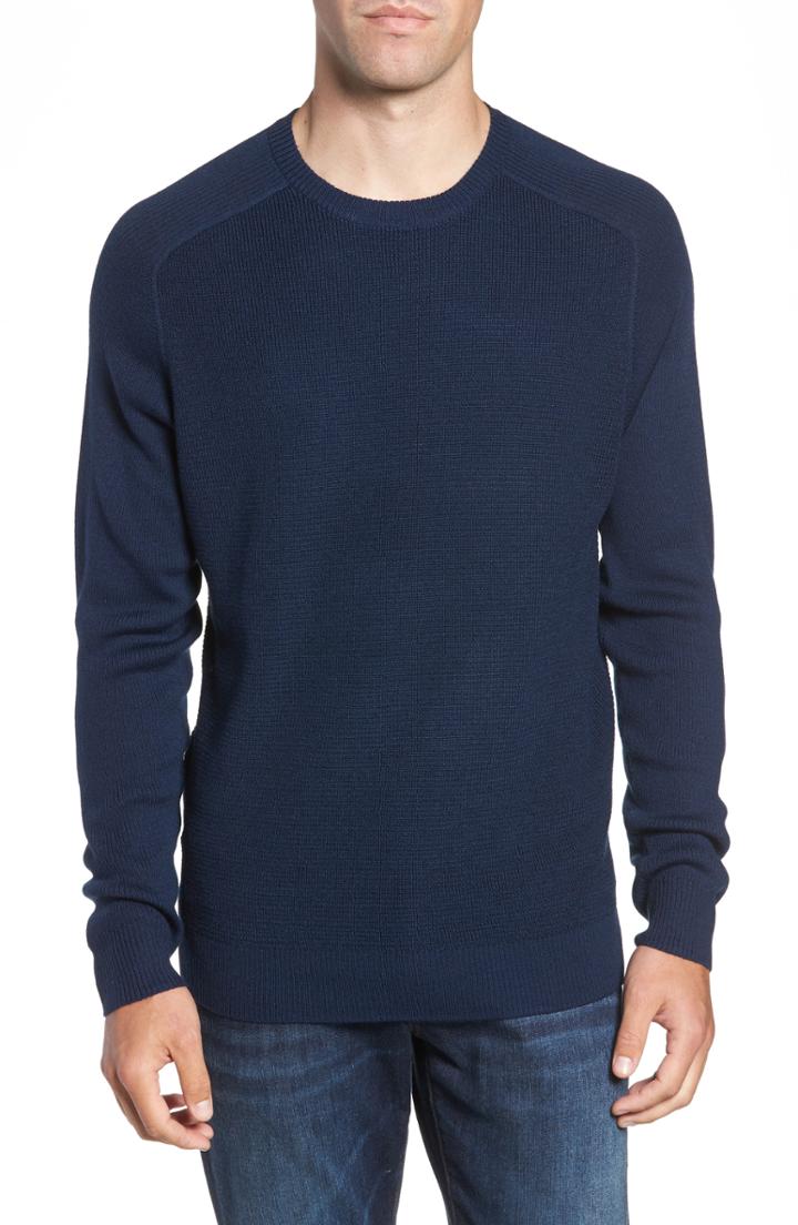 Men's Nordstrom Men's Shop Crewneck Wool Blend Sweater, Size - Blue