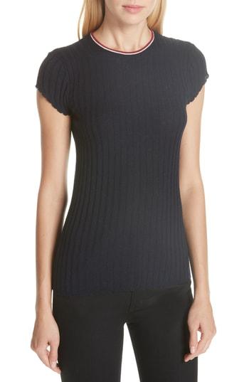 Women's Joie Filana B Ringer Rib Knit Short Sleeve Sweater - Blue
