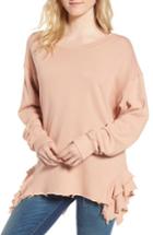 Women's Current/elliott The Slouchy Ruffle Sweatshirt - Pink