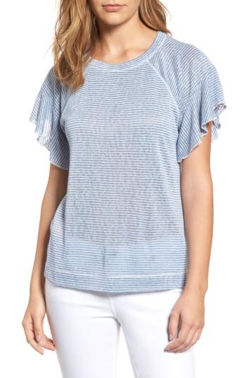 Women's Wit & Wisdom Stripe Knit Flutter Sleeve Top