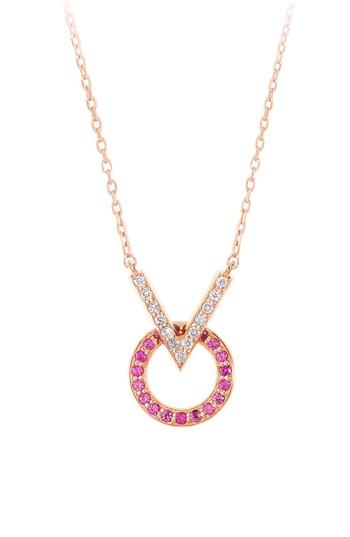Women's Sabine Getty Baby Memphis V Round Diamond & Pink Sapphire Necklace