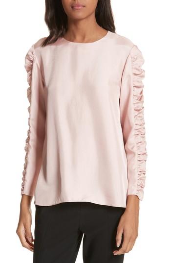 Women's Tibi Mendini Twill Shirred Sleeve Blouse - Pink