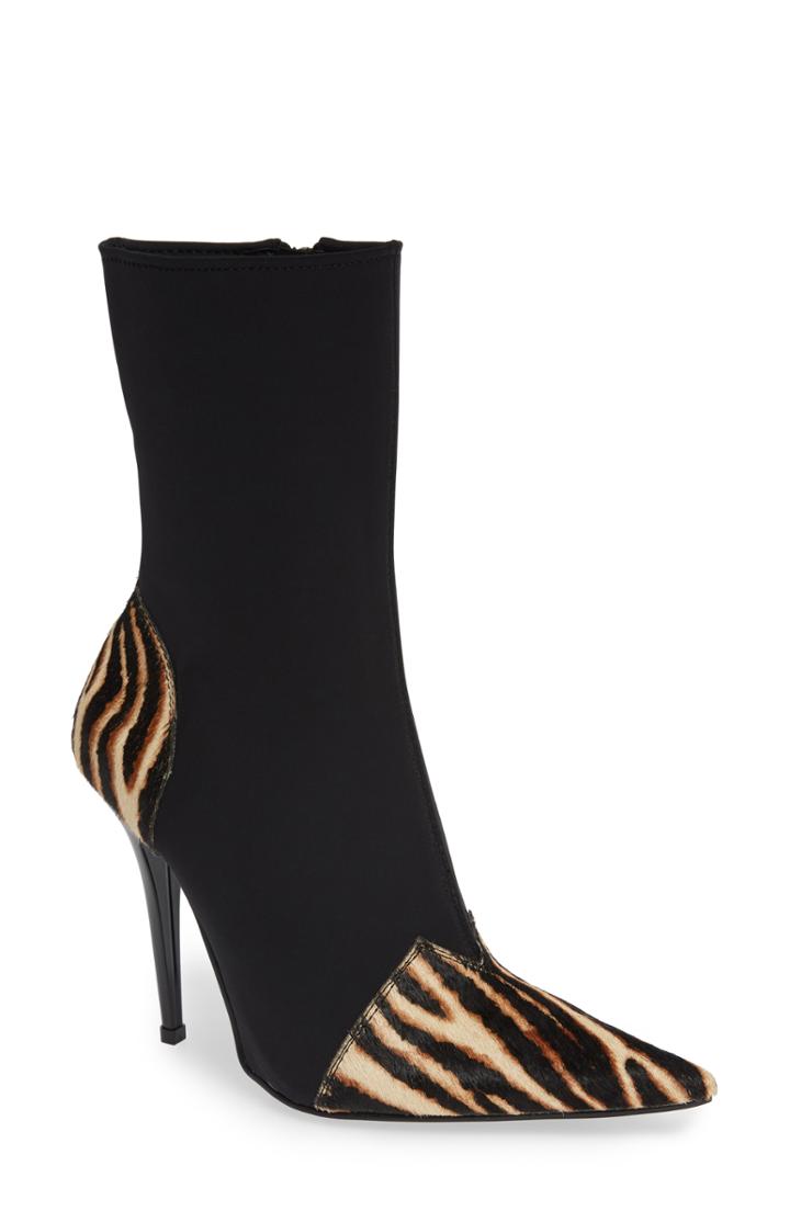 Women's Jeffrey Campbell Luzbel Genuine Calf Hair Bootie .5 M - Black