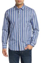 Men's Tommy Bahama Checks On The Beach Long Sleeve Sport Shirt - Blue