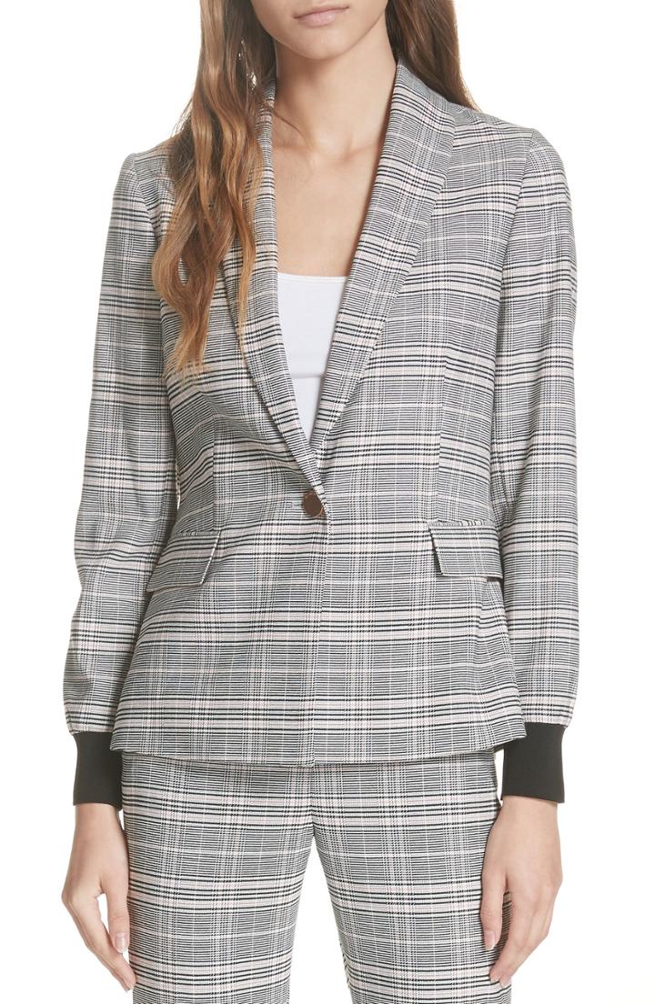 Women's Ted Baker London Ted Working Title Kimm Contract Cuff Check Blazer - Grey