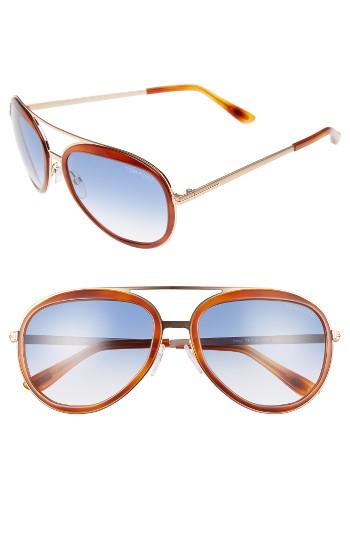 Women's Tom Ford Andy 58mm Aviator Sunglasses - Shiny Rose Gold/ Light Havana