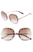 Women's Tory Burch 58mm Gradient Square Sunglasses - Rose Gold/ Brown Gradient