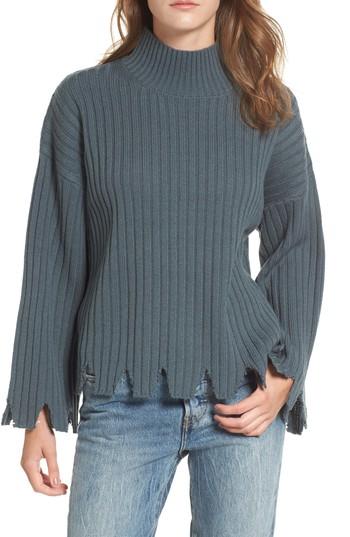 Women's Moon River Chewed Hem Turtleneck Sweater